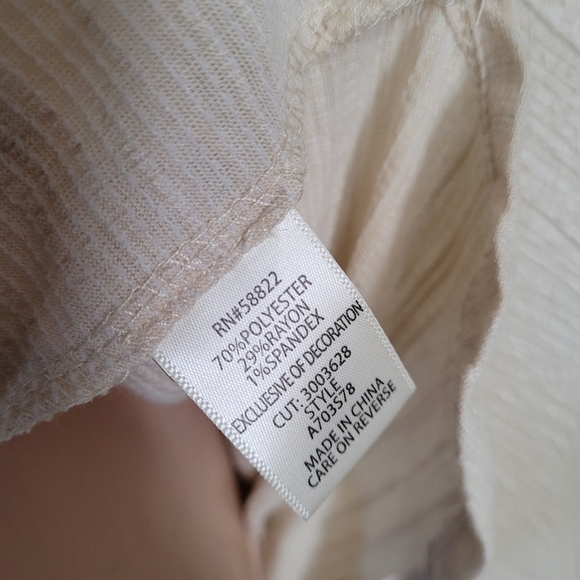 Max Studio Light Tan Yoke Lace Up Top with Flutter Sleeves Size Women's XL - Picture 13 of 13